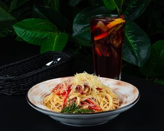 Паста "Карбонара" с говядиной