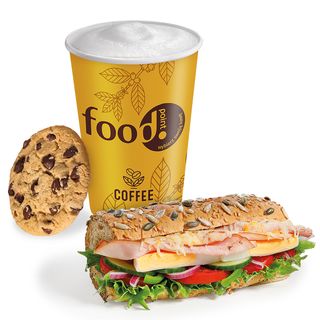 Zestaw śniadaniowy Sub30 jajko&guacamole z kawą i ciasteczkiem