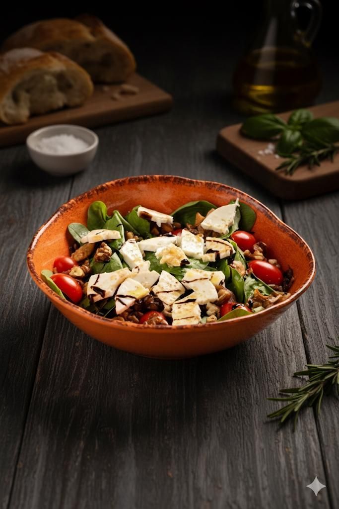 ENSALADA DE ESPINACAS Y QUESO DE CABRA