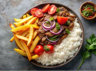 Plato Kebab Arroz Y Patatas