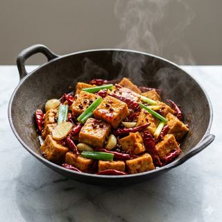 Tofu in wok