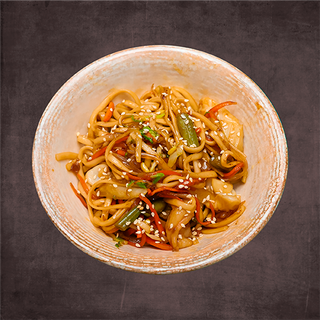 Удон с морепродуктами в соусе терияки