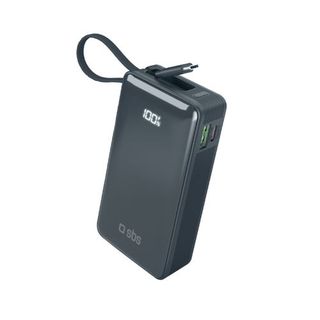 Powerbank Sbs Lcd 10000 Mah Con Cable Usb-C Integrado Azul Oscuro - 8018417481376