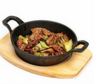 Ternera salteado con jengibre y puerro