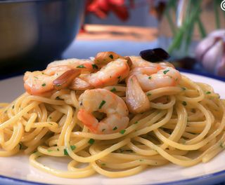 Espaguetis con gambas