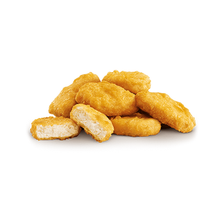 Nuggets de pollo (10 uds.) con arroz y patatas.