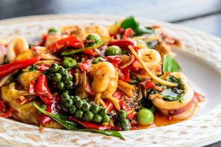 Plat Thaïlandais Fruits De Mer