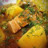 Свинско крехко филе с пресни картофи