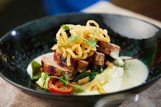 Muşchiuleț de porc cu sos gorgonzola