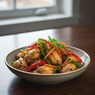 Pui de balta cu sos de stridii