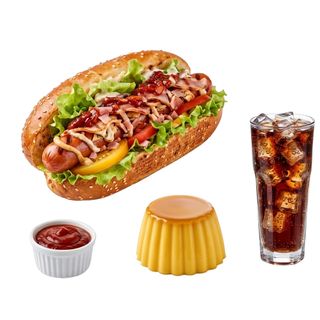 Хот-дог + Крем карамел + Кока Кола