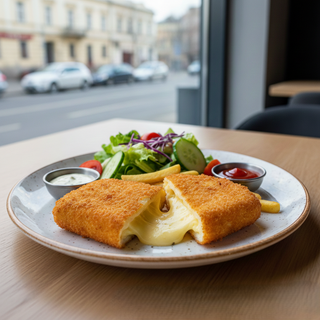 Cascaval pane la farfurie