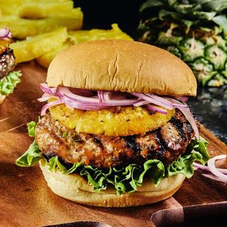Hawaiian chicken or beef burger