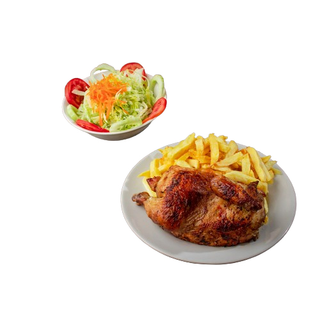 1/2 Pollo Asado, Patatas Y Ensalada