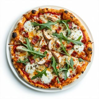 Pizza Quattro Formaggi cu pui si bacon  mare