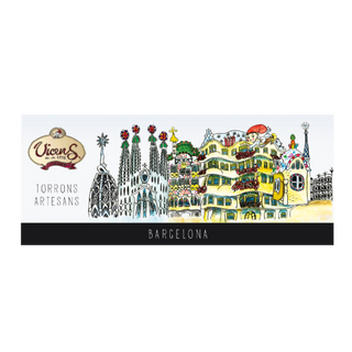 Caja de 7 Turrones Artesanos 35g Vicens Caja Barcelona 420 Gr.