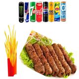 Menu Barbacoa Seekh kebab pollo, 3u + Patatas + Bebida
