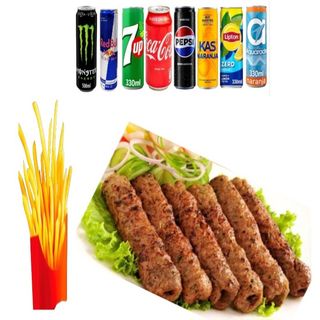 Menu Barbacoa Seekh kebab pollo, 3u + Patatas + Bebida