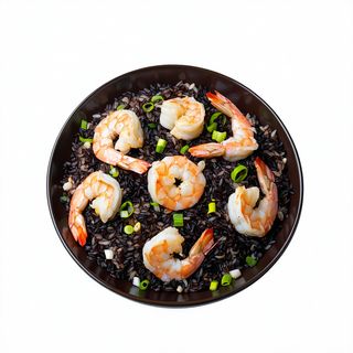 Arroz Venere Frito Con Gambas