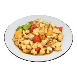 Pollo con peperoni e bambu