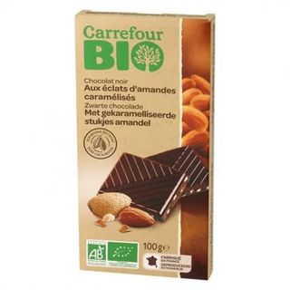 Chocolate Negro con Almendras Caram. Carrefour Bio 100 Gr.