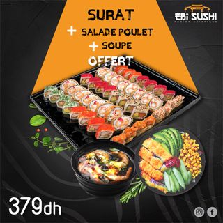 Formule Surat + salade poulet + soupe fruit de mer