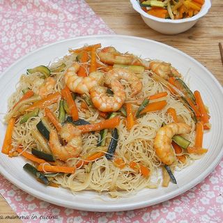 Spaghetti di riso con gambero