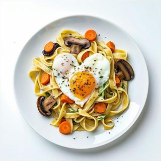Tagliatelle con verdure ed uova