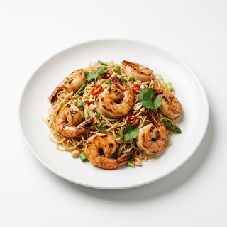 Fideos De Arroz Con Gambas
