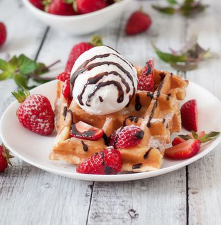 With ice cream & fresh fruits