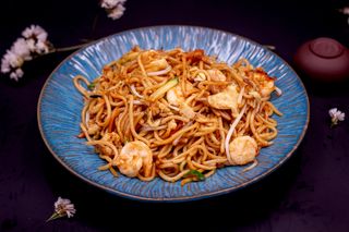 Spaghetti con gamberi/虾仁炒面