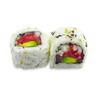 uramaki atún rojo con mahonesa de wasabi, aguacate, bandeja (6 uds.)