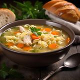 Супа от пилешко месо и оризово фиде (300г)