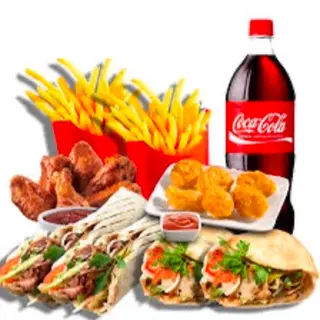 2 Duram +2 kebab +2 patata +6 nuggets +6 Alitas + 2L Coca Cola 