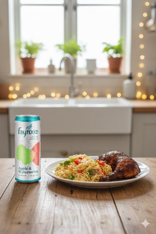 Noodles, Turkey and a drink