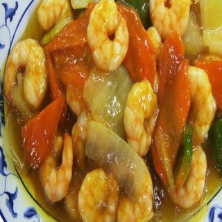 Gambas con salsa curry