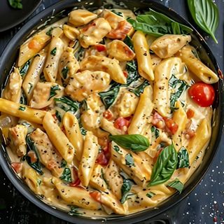 Penne Con Salsa Mix,Tomate Cherry Y Albhaca