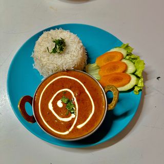 Chicken Bhuna with Rice  Chapati  Naan