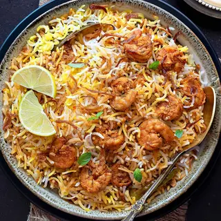 Shrimps biryani with raita