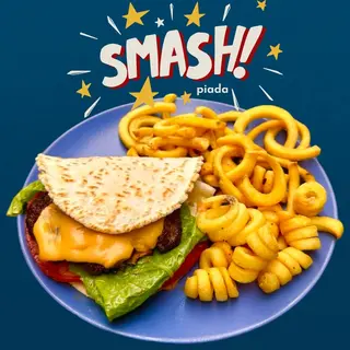 Smash Piada - servita con patatine fritte