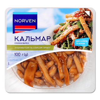 Кальмар Norven смужки варені з кунжутом в соусі Унагі (100г)