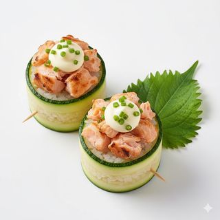 G57 - Zucchine, salmone alla piastra, maionese, riso