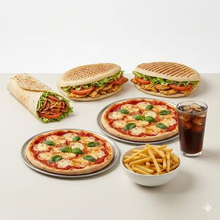 Menú 2 Rollos O Pitas Con 2 Camperos Y 2 Pizzas Medianas