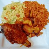 Jollof/fried rice + Jumbo Turkey and plantain