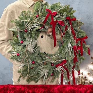 Coroniță de Crăciun cu funde catifea