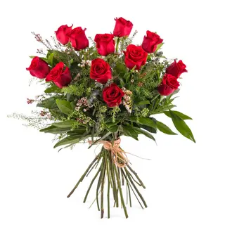 Ramo De 12 Rosas Rojas tallo largo