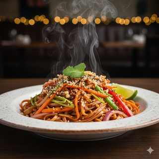 Makaron po tajsku pad thai bez wołowiny