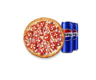 Mediteran pizza XL (42cm) + dve limenke Pepsi