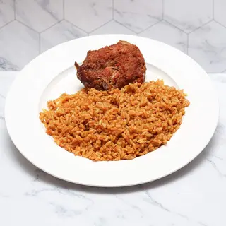 Jollof Rice, Chicken And Plantain With Salad