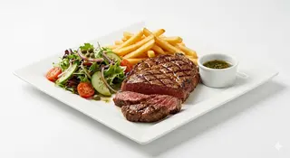 Entrecôte con Insalata e Patate